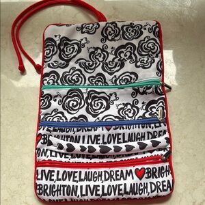 Brighton Red and Black Jewelry Roll Bag with Inspirational Design